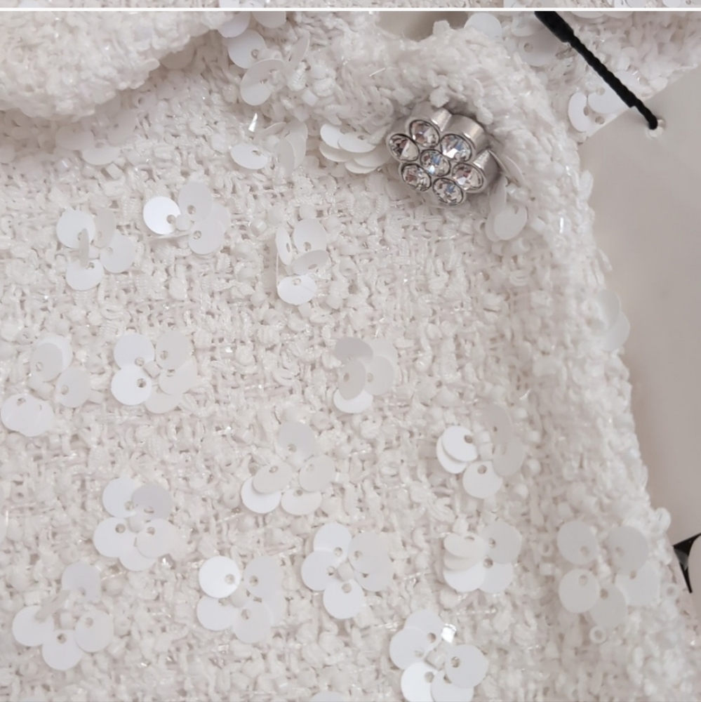 Zara 2pc Set Matching Textured sequin Beaded Jewel White Size XS and S - Picture 16 of 17